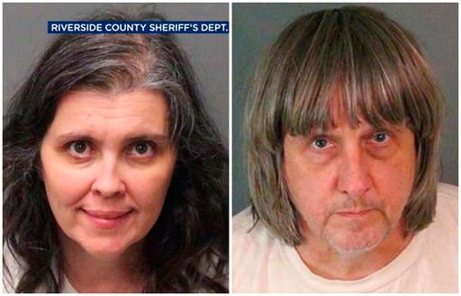 (Riverside County Sheriff's Department via AP). These Sunday, Jan. 14, 2018, photos provided by the Riverside County Sheriff's Department show Louise Anna Turpin, left, and David Allen Turpin.