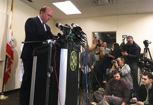 (AP Photo/Amy Taxin). Riverside County Sheriff's Capt. Greg Fellows speaks with reporters during a news conference in Perris, Calif. on Jan. 16, 2018.